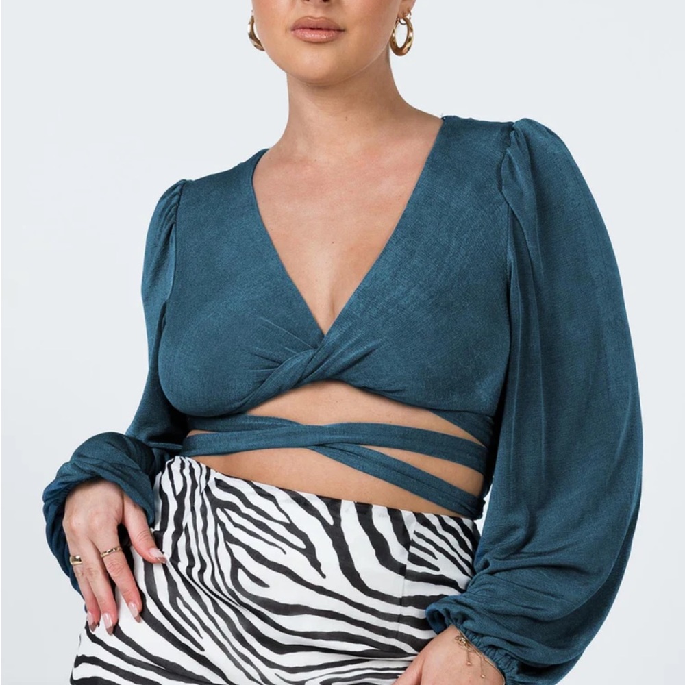 Princess Polly Adi Long Sleeve Wrap Top - Size 4, Great Condition